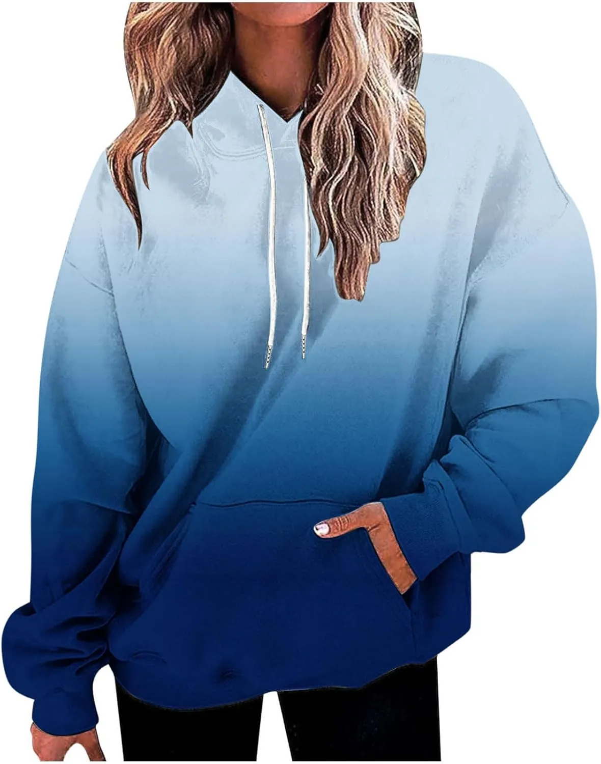 Oversized Sweatshirts for Women Loose Fit Gradient Color Long Sleeve Causal Hooded Shirts Fashion Pullover Hoodies