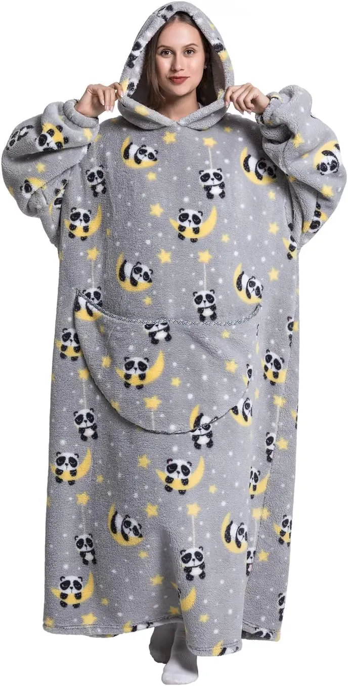 Oversized Wearable Blanket Hoodie for Adults - Extra Long Womens Blanket Sweatshirt