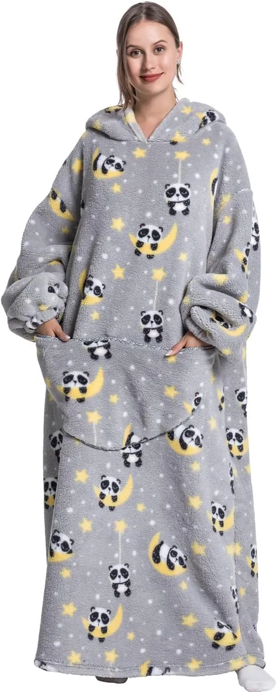 Oversized Wearable Blanket Hoodie for Adults - Extra Long Womens Blanket Sweatshirt