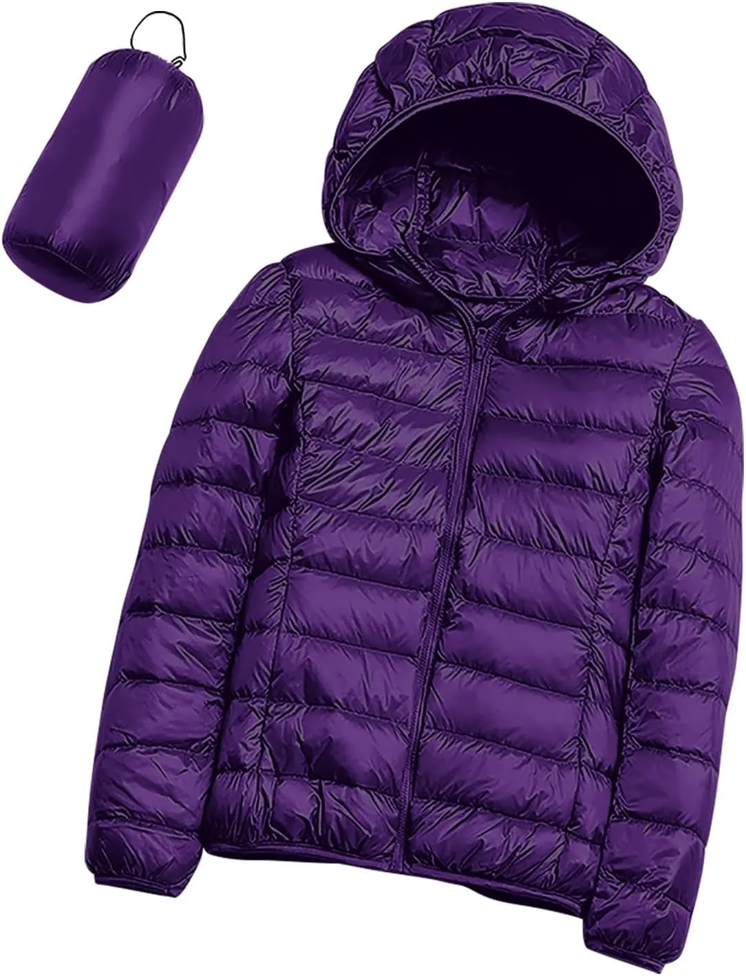 Packable Puffer Jacket for Women Lightweight Down Coat Full-Zip Quilted Jackets Water-Resistant Warm Outwear
