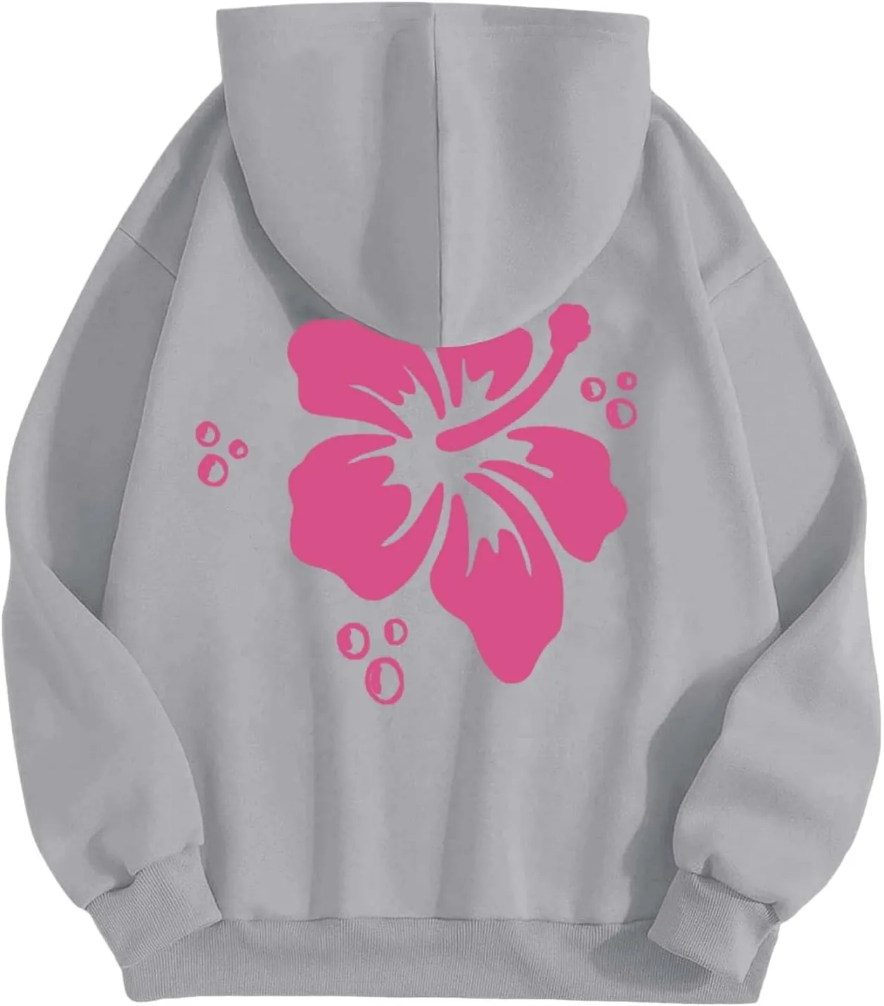 Pink Graphic Hoodie For Women 2024 Cute Preppy Hoodies Teen Girls Oversized Sweatshirt Y2k Drawstring Pullover With Pockets