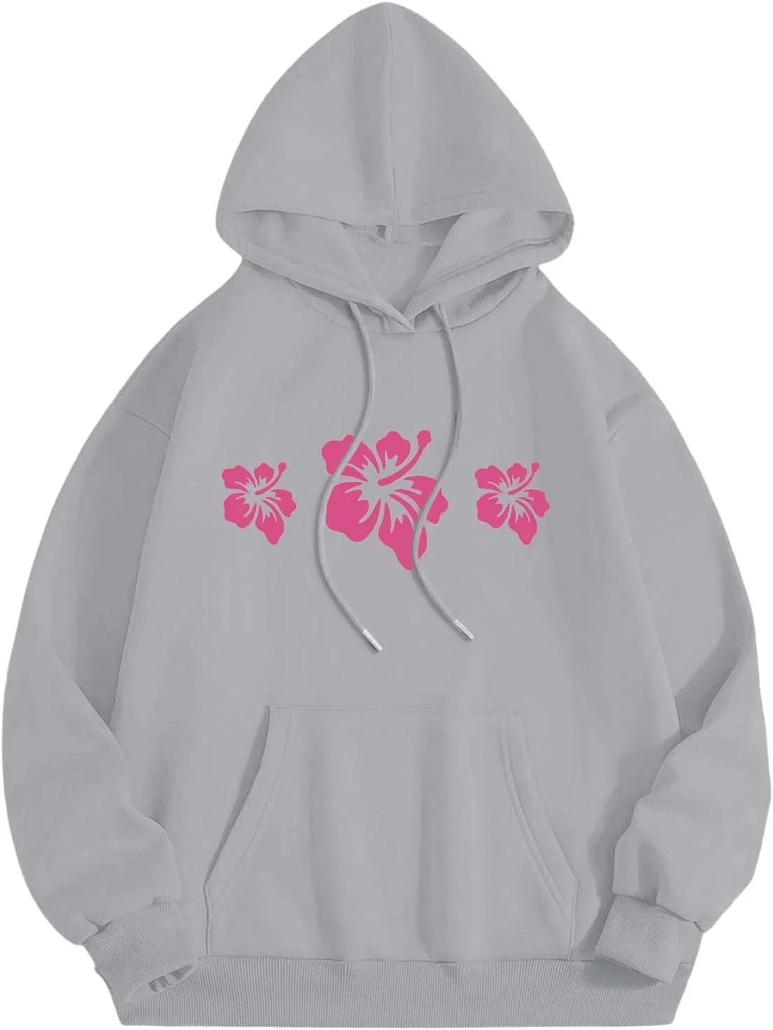 Pink Graphic Hoodie For Women 2024 Cute Preppy Hoodies Teen Girls Oversized Sweatshirt Y2k Drawstring Pullover With Pockets