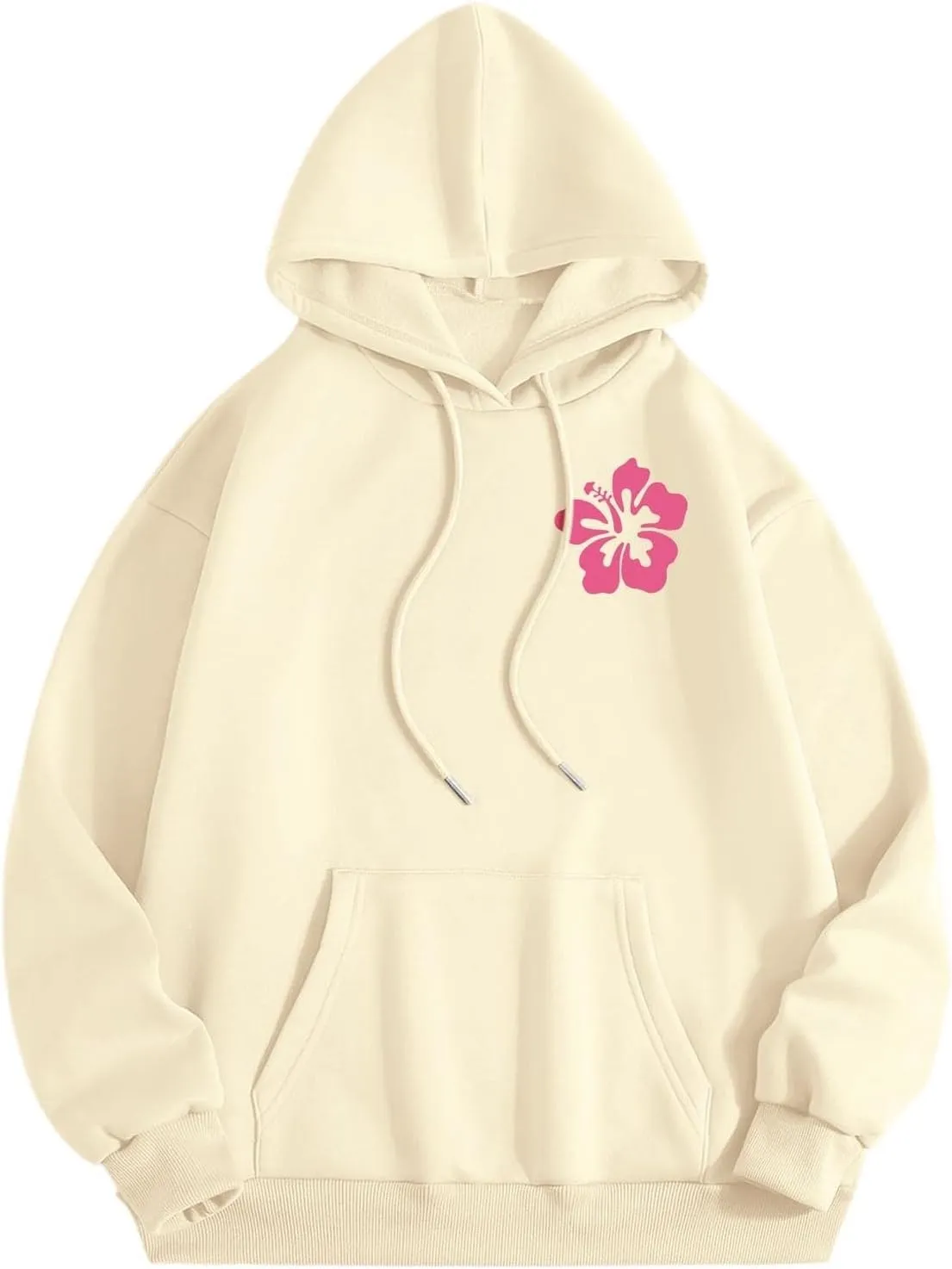 Pink Hoodies for Women Oversized Comfort Shirts Pink Palm Puff Hoodie Long Sleeve Fall Outfits 2024 Clothes Sweatshirt