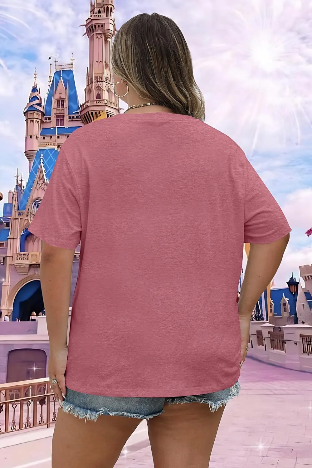 Plus Size Magic Kingdom Shirts for Women Castle Graphic T Shirt Cute Holiday Shirt Princess Tee Funny Vacation Tops