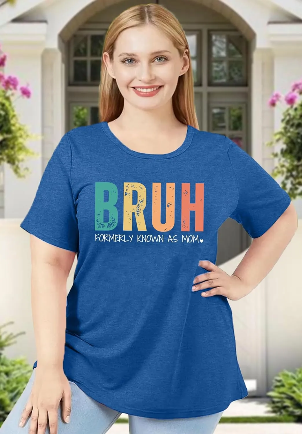 Plus Size Mama Shirt for Women Mama Mommy Mom Bruh Tshirt Funny Mom Tops Casual Short Sleeve T Shirt