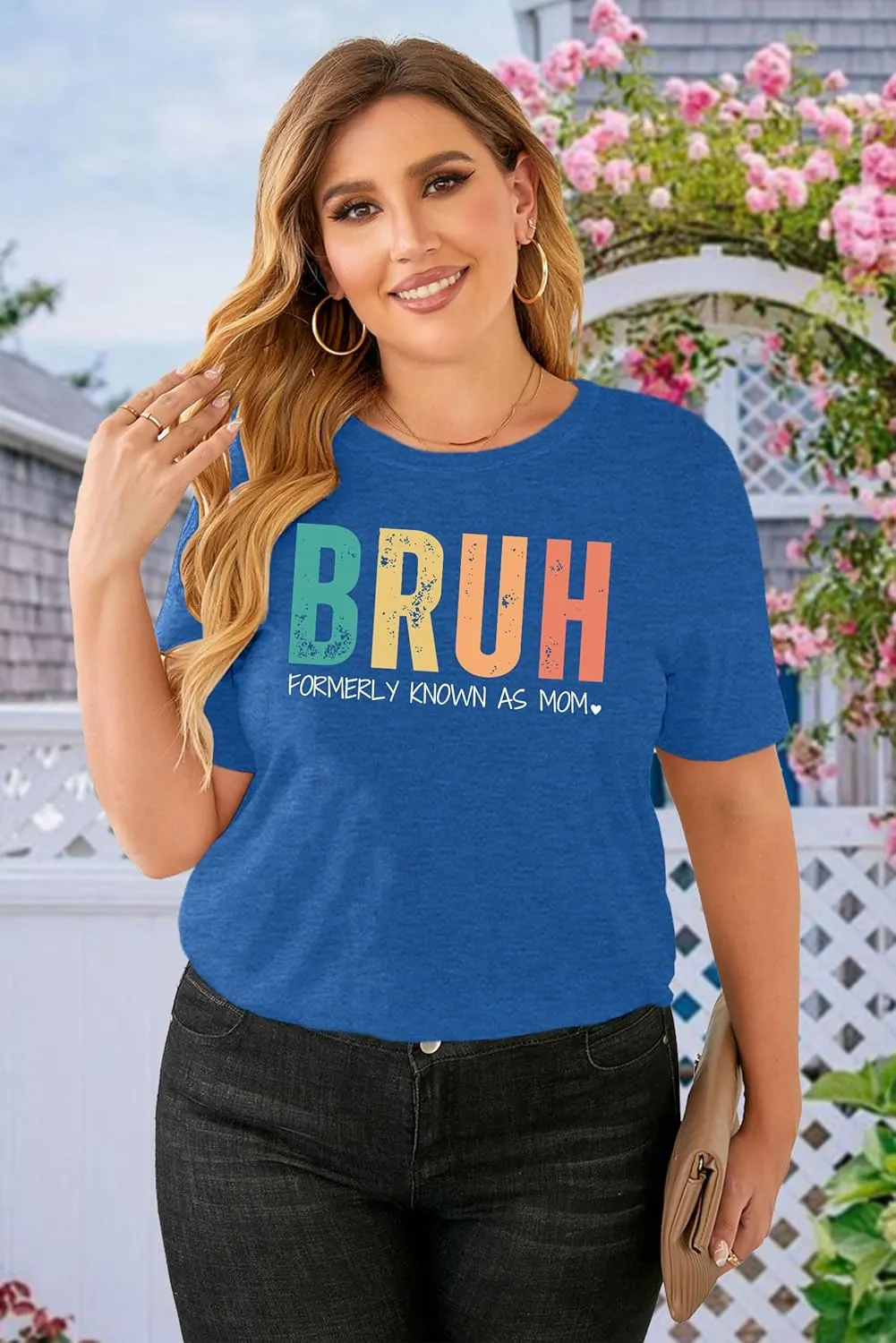 Plus Size Mama Shirt for Women Mama Mommy Mom Bruh Tshirt Funny Mom Tops Casual Short Sleeve T Shirt