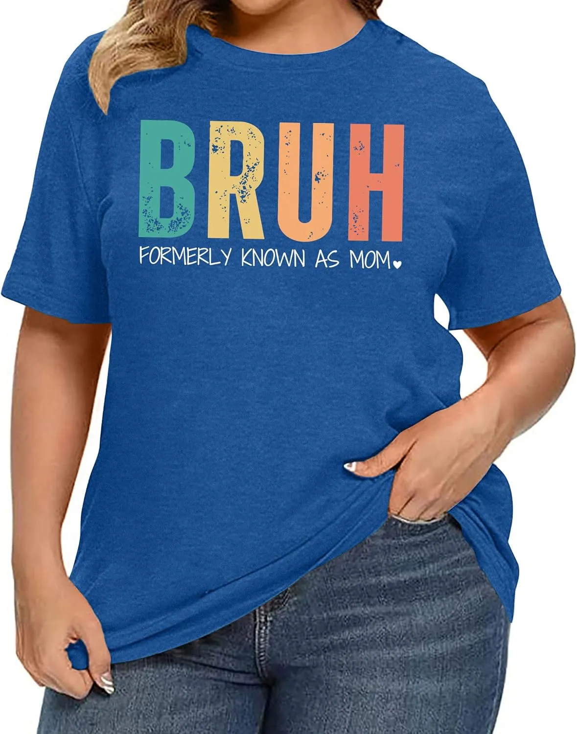 Plus Size Mama Shirt for Women Mama Mommy Mom Bruh Tshirt Funny Mom Tops Casual Short Sleeve T Shirt