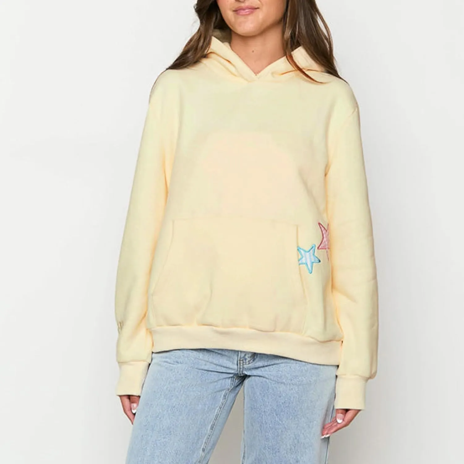 Preppy Embroidered Flower Hoodies for Teen Girl Women Y2K Back Graphic Printed Oversized Pullover Hooded Sweatshirts
