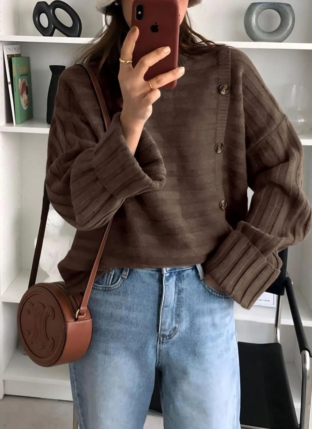 PRETTYGARDEN Womens Sweaters Fall 2025 Casual Long Sleeve Crewneck Button Loose Winter Knit Pullover Sweater Tops