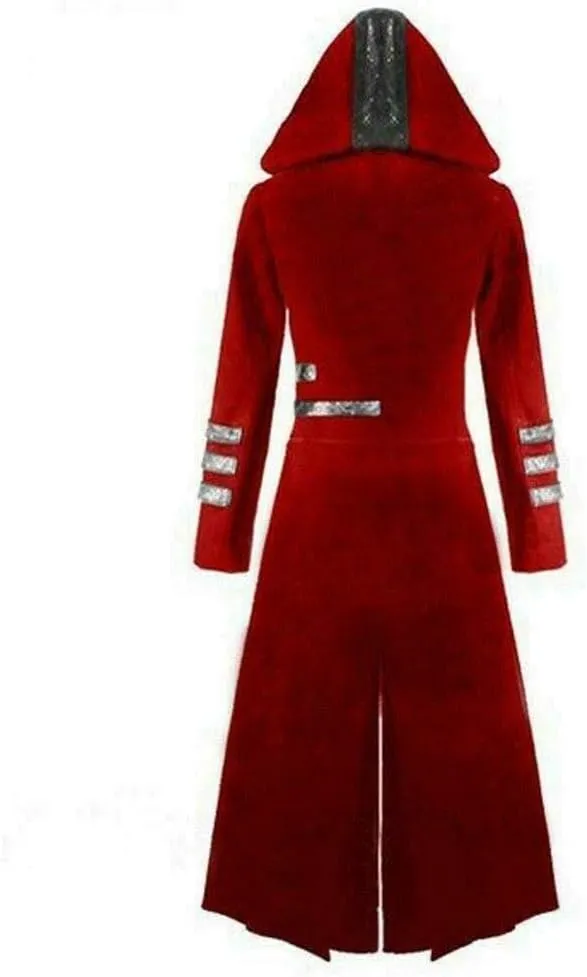 Prime Quality Scorpion Men's Hooded Trench Coat Long Jacket Red/Black Gothic Steampunk