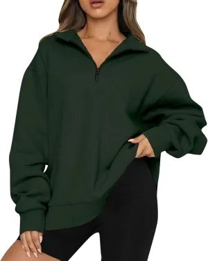 Quarter Zip Pullover Women Oversized Scuba Dupes Sweatshirt Fall Fashion 2023 Half Zip Hoodies Pullover Y2K Teen Girl Clothes