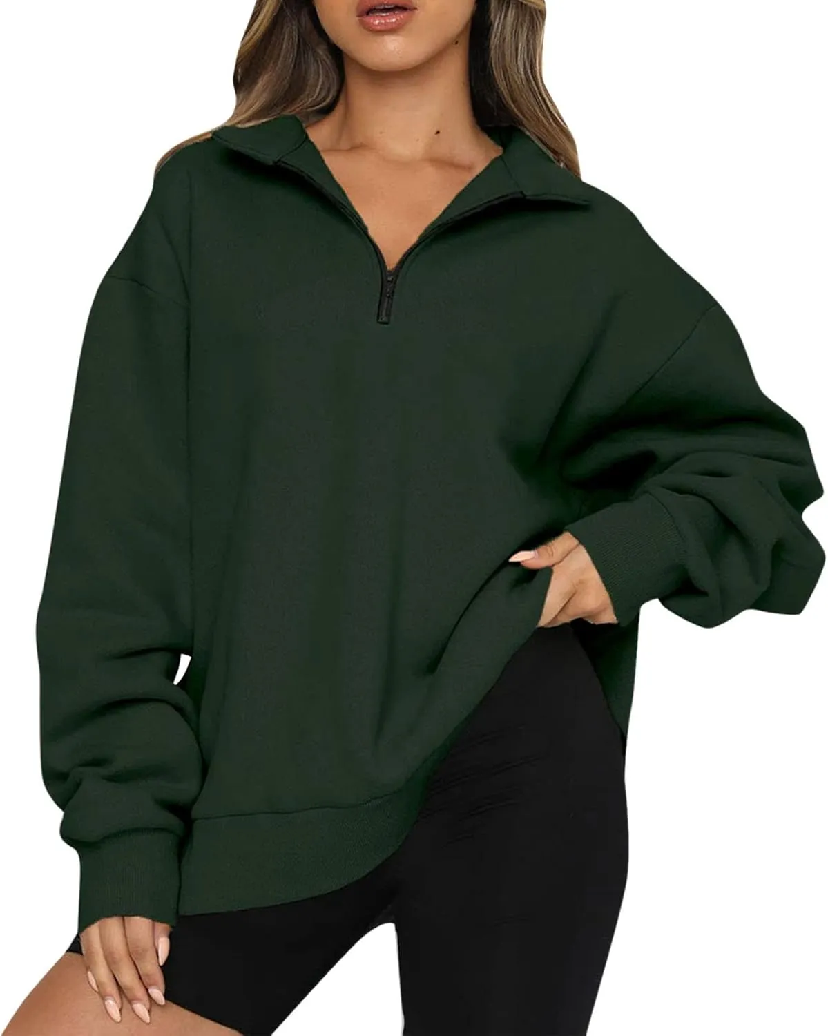 Quarter Zip Pullover Women Oversized Scuba Dupes Sweatshirt Fall Fashion 2023 Half Zip Hoodies Pullover Y2K Teen Girl Clothes