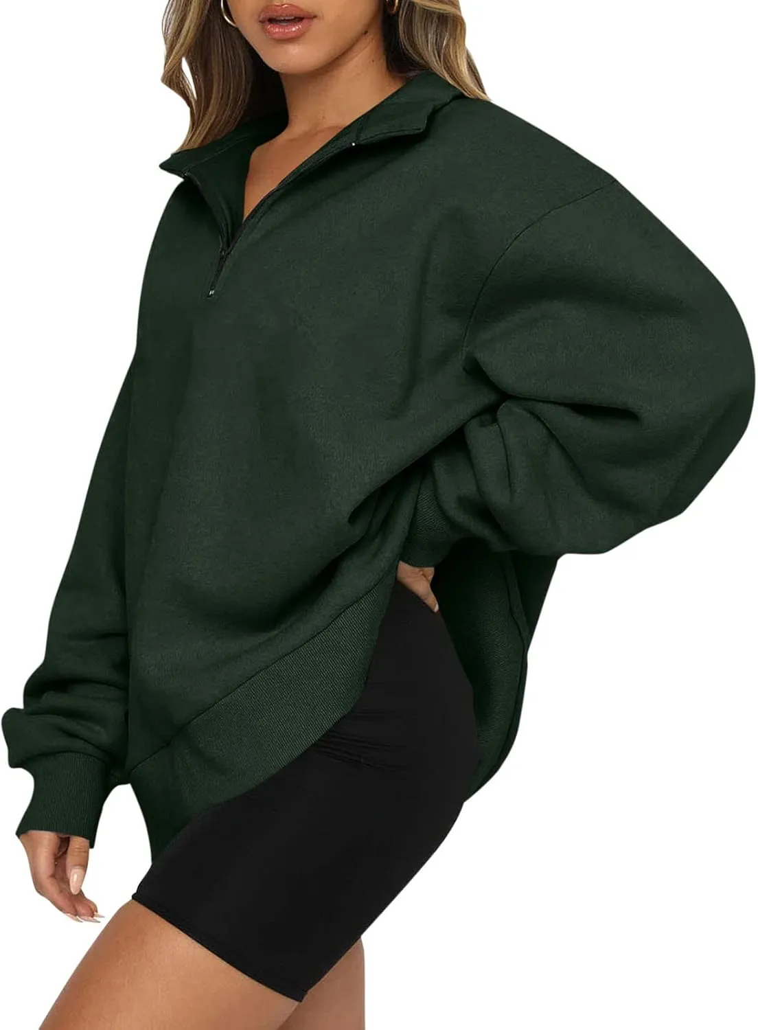 Quarter Zip Pullover Women Oversized Scuba Dupes Sweatshirt Fall Fashion 2023 Half Zip Hoodies Pullover Y2K Teen Girl Clothes