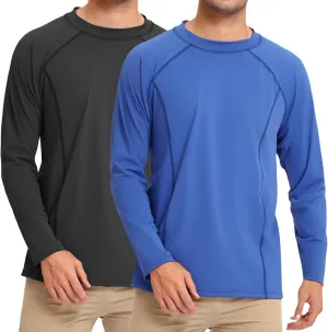 Rash Guard for Men UPF 50  Sun Protection Long Sleeve Shirts for Fishing Workout Quick Dry Lightweight Cooling