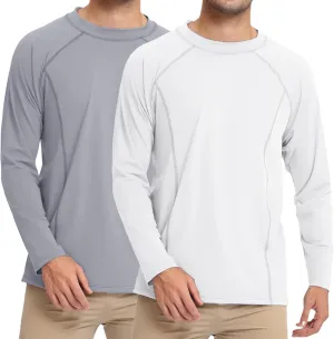 Rash Guard for Men UPF 50  Sun Protection Long Sleeve Shirts for Fishing Workout Quick Dry Lightweight Cooling