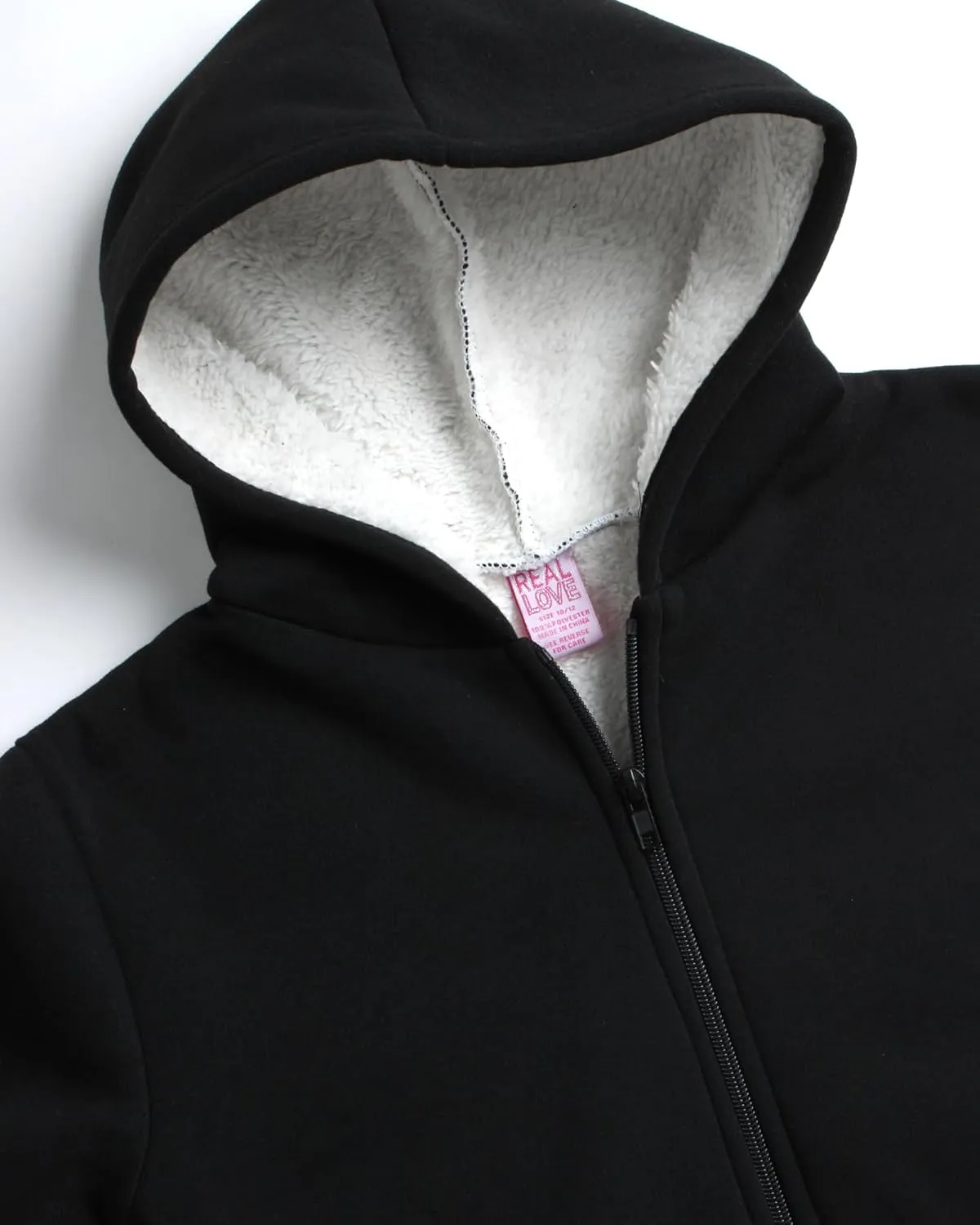 Real Love Girls' Sweatshirt - Heavyweight Fully Sherpa Lined Super Soft Plush Zip Hoodie - Winter Sweatshirt, 7-16