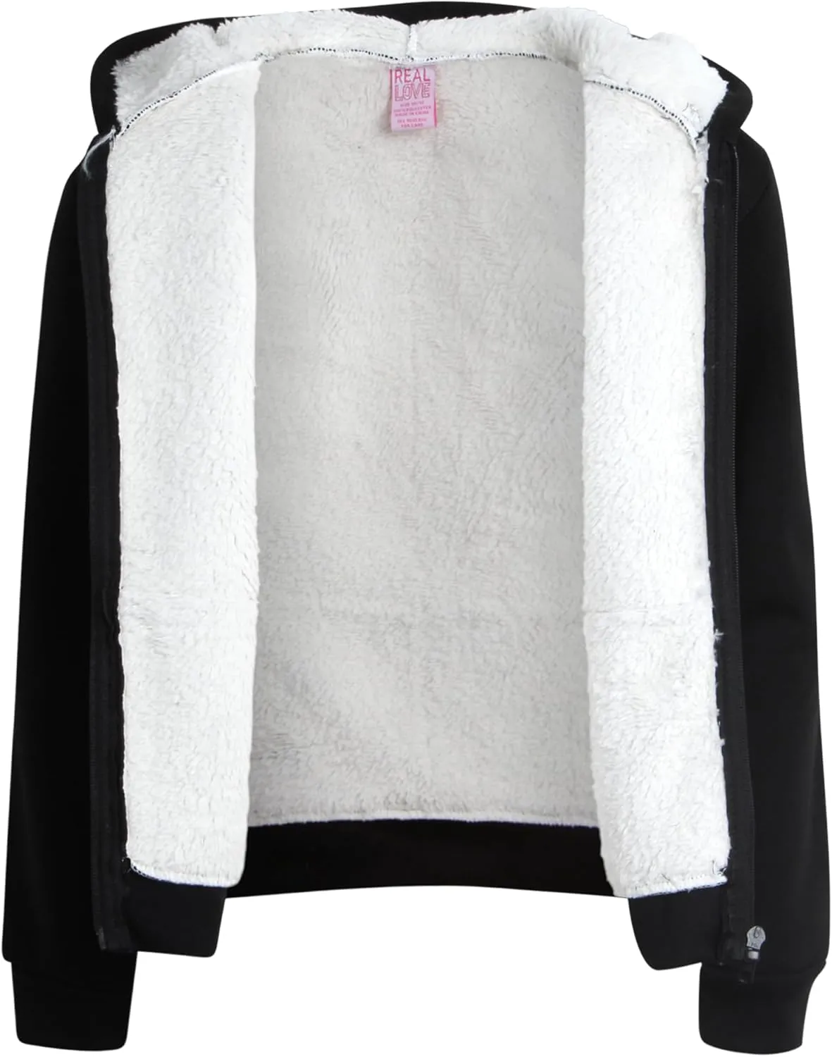 Real Love Girls' Sweatshirt - Heavyweight Fully Sherpa Lined Super Soft Plush Zip Hoodie - Winter Sweatshirt, 7-16
