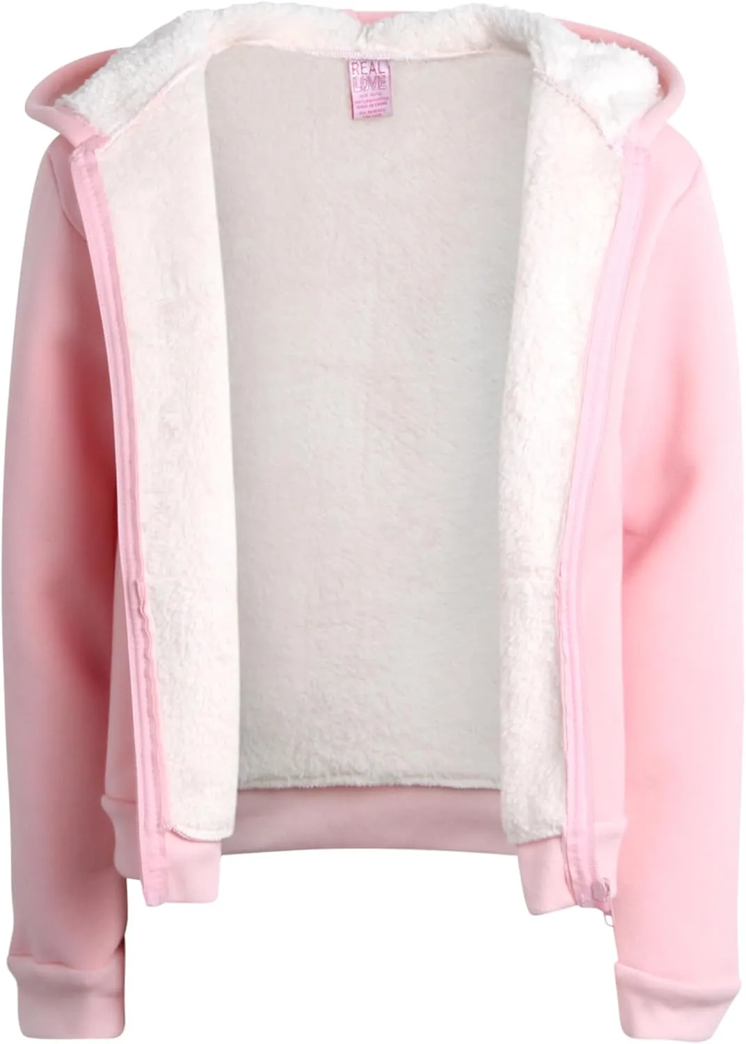 Real Love Girls' Sweatshirt - Heavyweight Fully Sherpa Lined Super Soft Plush Zip Hoodie - Winter Sweatshirt, 7-16
