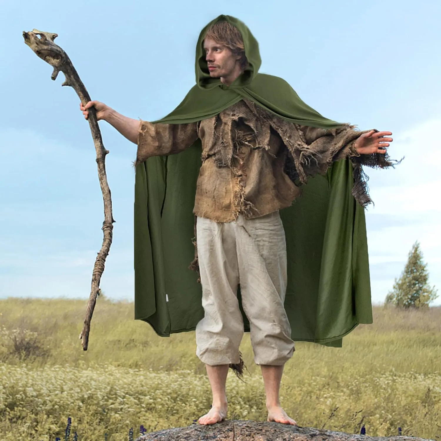 Renaissance Hooded Cape Vintage Cloak Medieval Cloak with Hood Halloween Medieval Cosplay Cloak