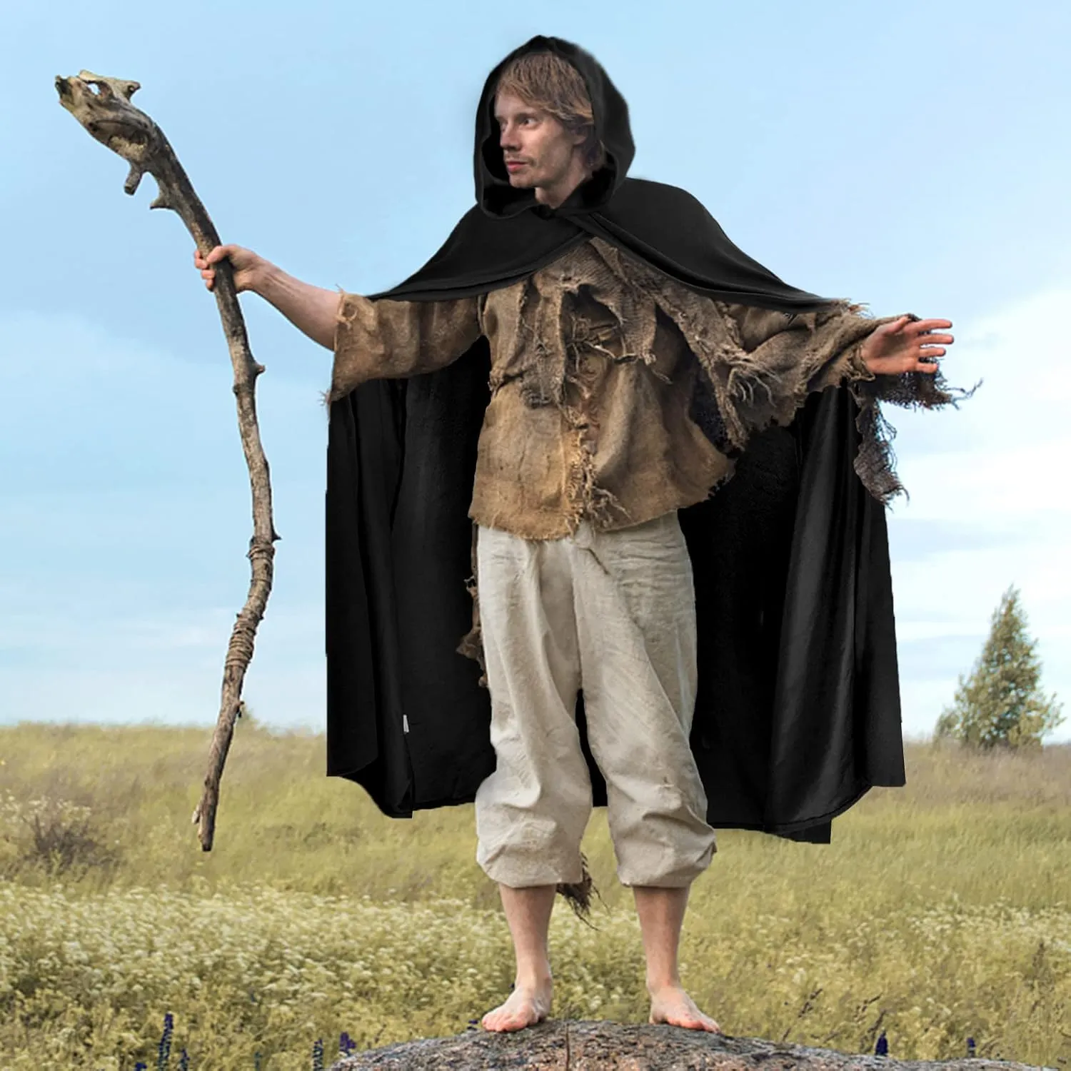 Renaissance Hooded Cape Vintage Cloak Medieval Cloak with Hood Halloween Medieval Cosplay Cloak