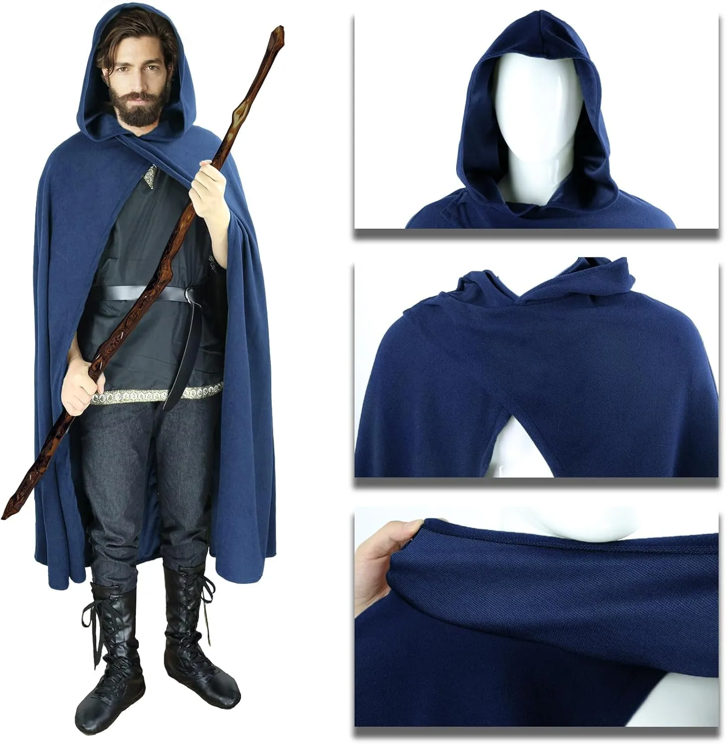 Renaissance Hooded Cape Vintage Cloak Medieval Cloak with Hood Halloween Medieval Cosplay Cloak