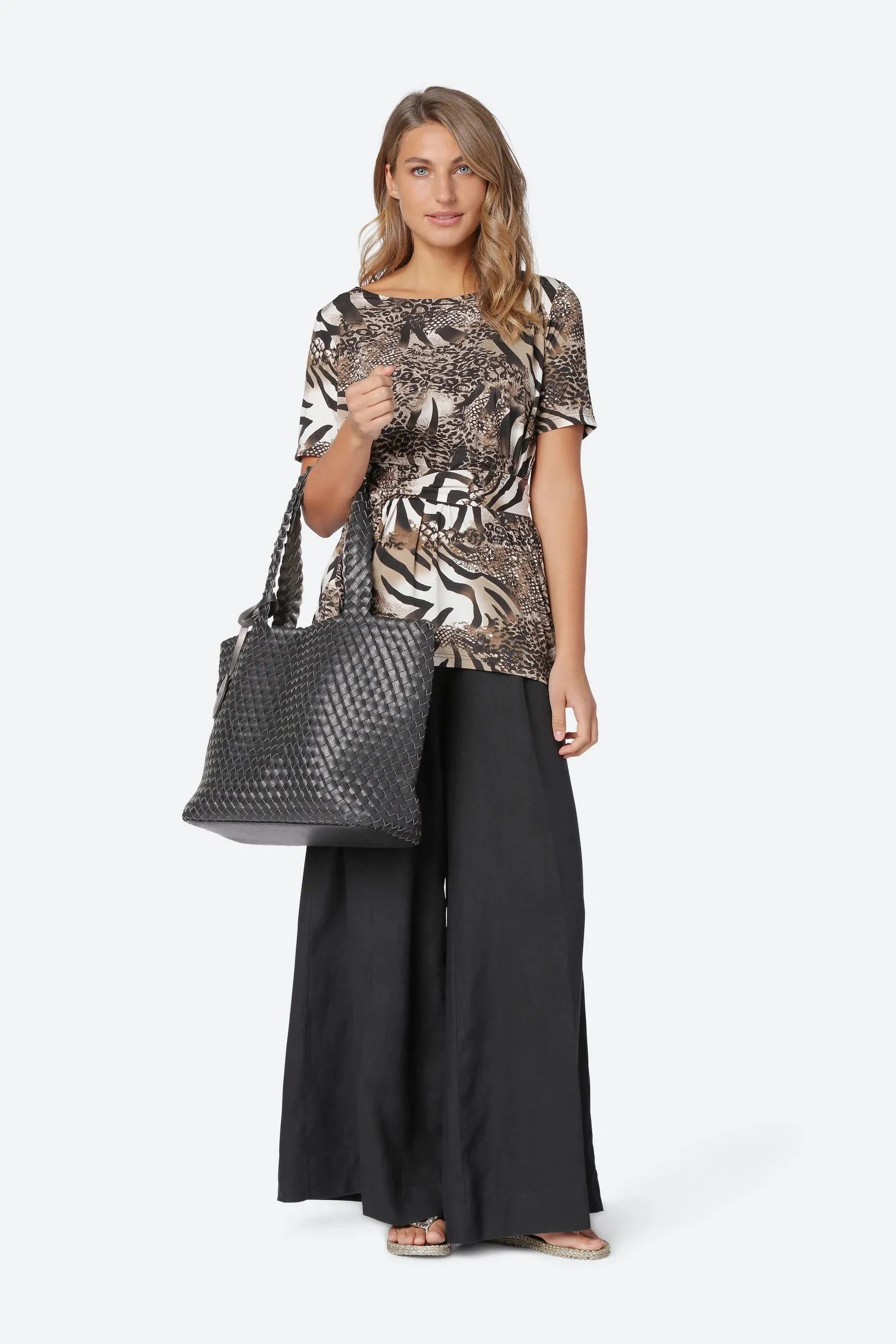 Reversible Tote Bag-Black/Gunmetal