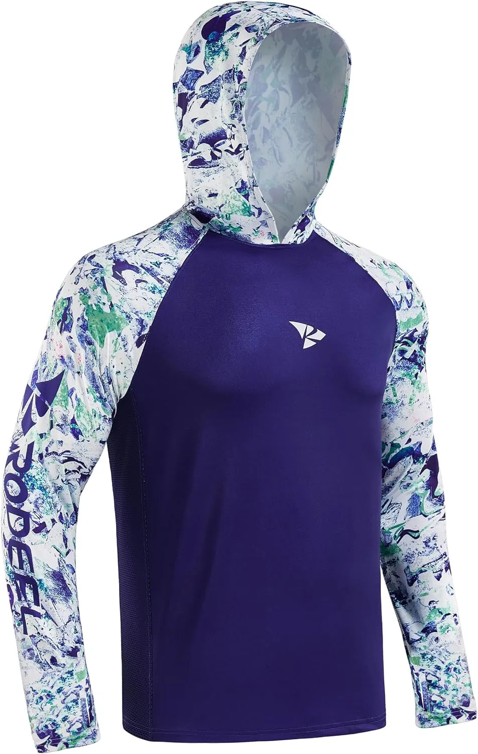 Rodeel Mens Loose-Fit Fishing Hoodie T-Shirt Vented River Bluff Performance Long Sleeve Shirt UPF 50 Sun Protection