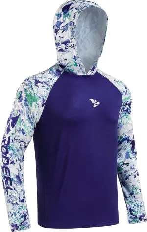 Rodeel Mens Loose-Fit Fishing Hoodie T-Shirt Vented River Bluff Performance Long Sleeve Shirt UPF 50 Sun Protection