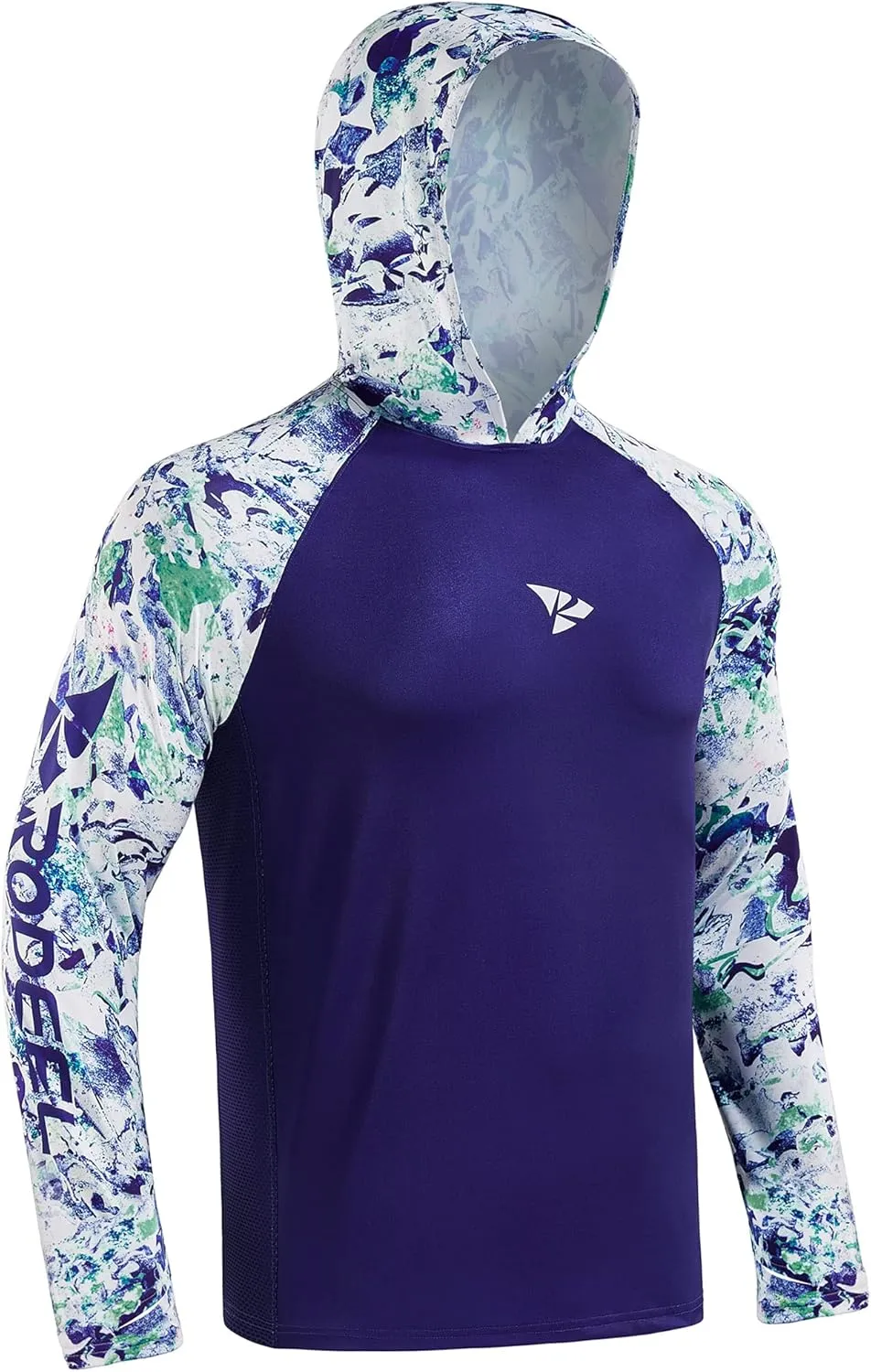 Rodeel Mens Loose-Fit Fishing Hoodie T-Shirt Vented River Bluff Performance Long Sleeve Shirt UPF 50 Sun Protection