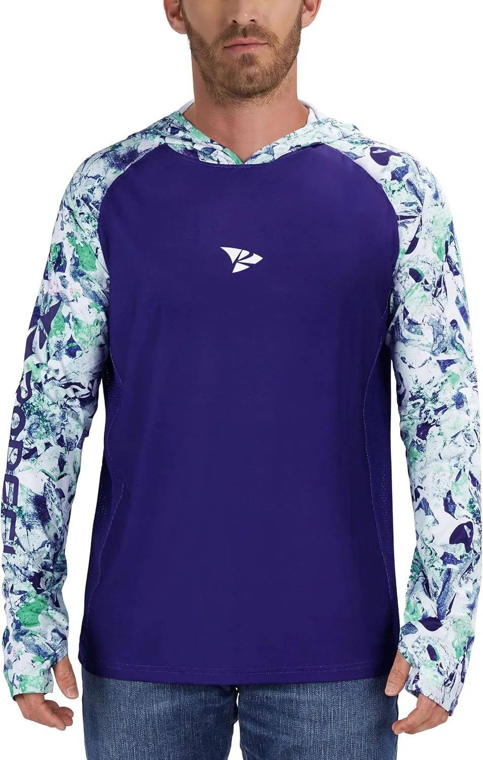 Rodeel Mens Loose-Fit Fishing Hoodie T-Shirt Vented River Bluff Performance Long Sleeve Shirt UPF 50 Sun Protection
