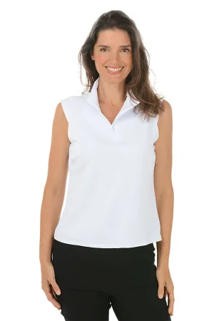 Ruched UPF50 Mock Neck Sleeveless Top