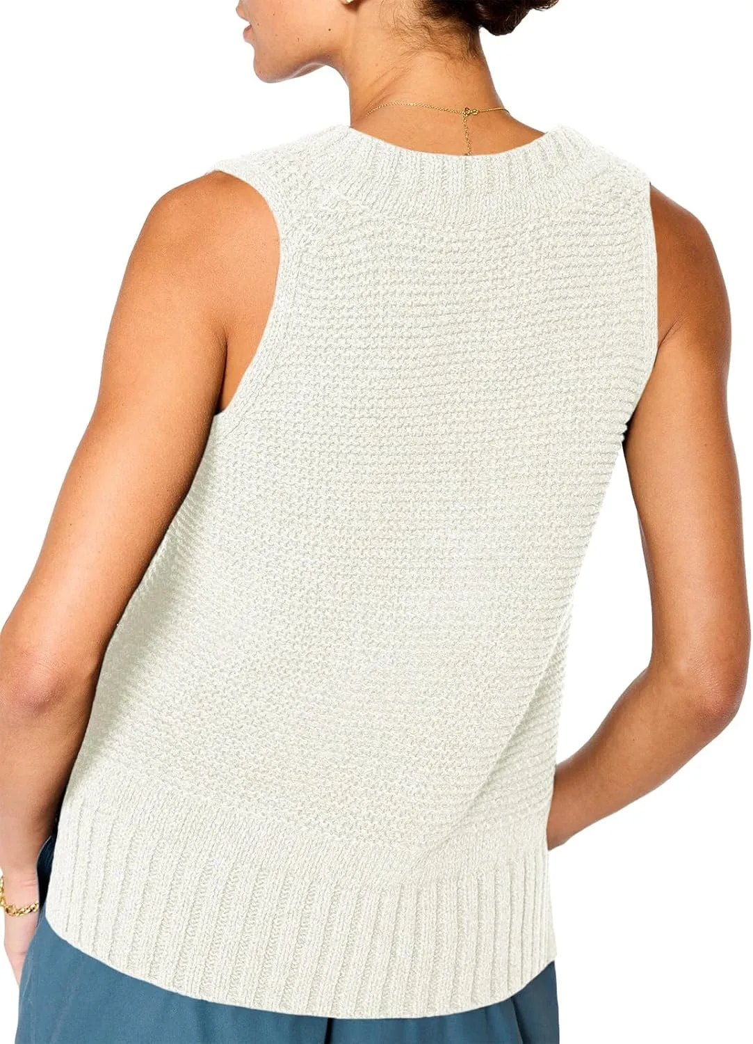 Saodimallsu Womens Sleeveless Sweater Vest Lightweight V Neck Spring Sweater Tank Tops Casual Knit Tunic Cami Shirts