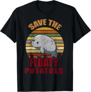 Save The Floaty Potatoes Retro Vintage Sunset Tshirt T-Shirt