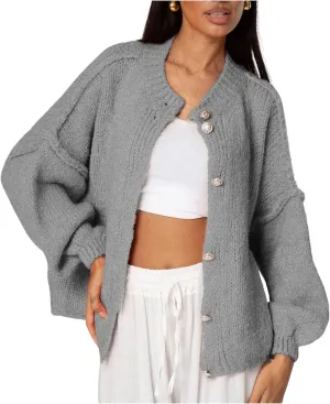 SeekMe Womens Cardigan Sweaters Casual Lightweight Long Sleeve Button Up Knit Oversized 2024 Fall Outwear