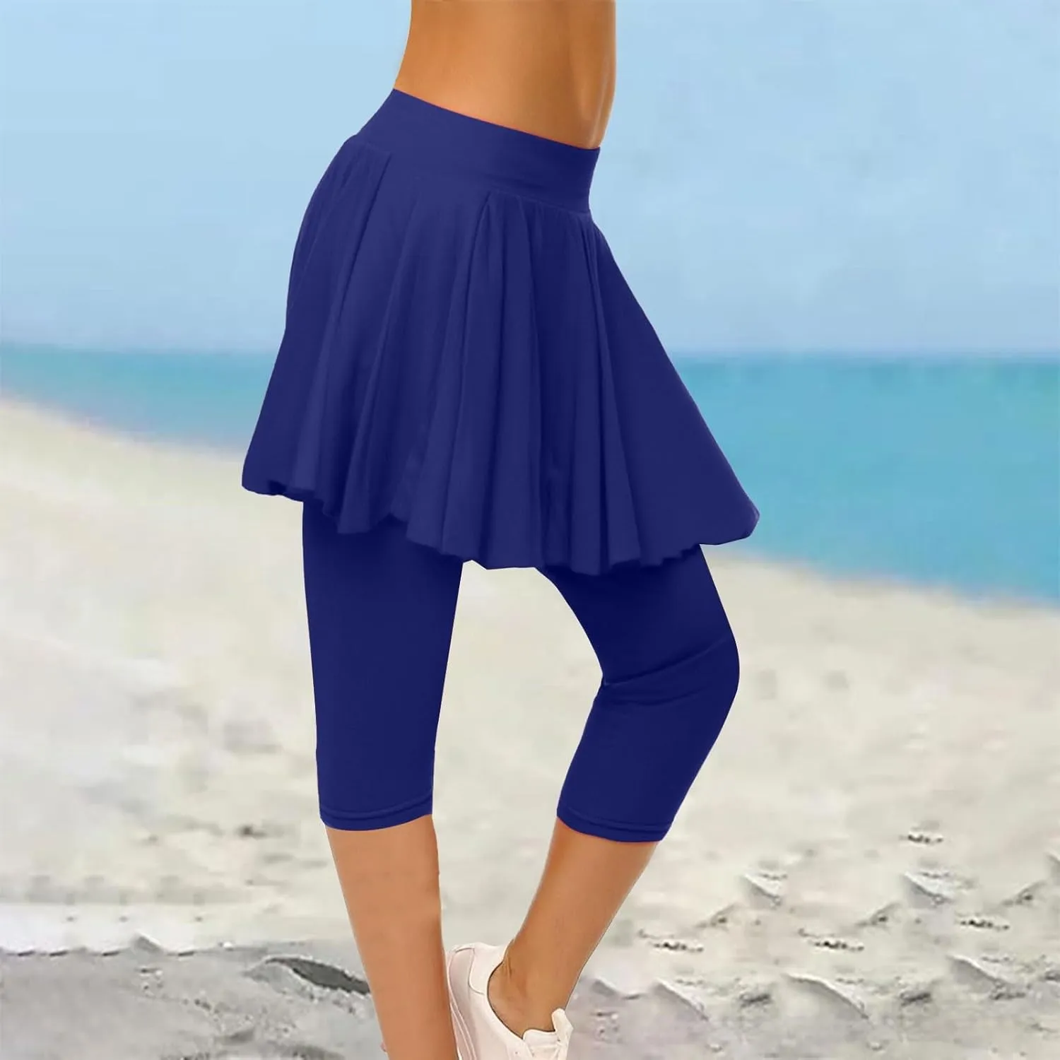 Skirted Leggings for Women Tennis Golf Skorts Capris Gym Tennis Yoga Legging with Skirts Sports Running Pickleball