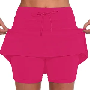 Skort for Women Plus Size Drawstrings High Waisted Athletic Tennis Skirts Tummy Control Yoga Shorts with Pockets