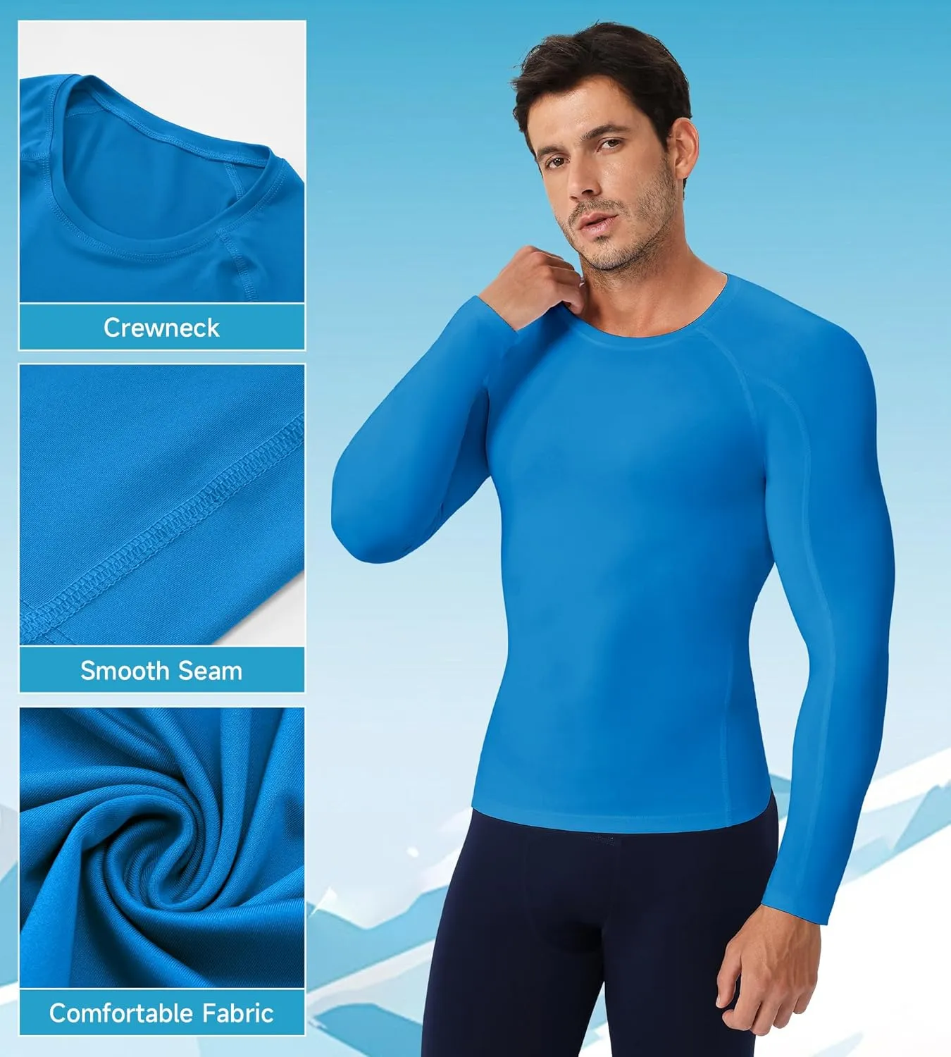 SPVISE Compression Shirt Men Long Sleeve, Cool Dry Men's Athletic Workout Running T-Shirt Tops, Sports Rash Guard Base Layer
