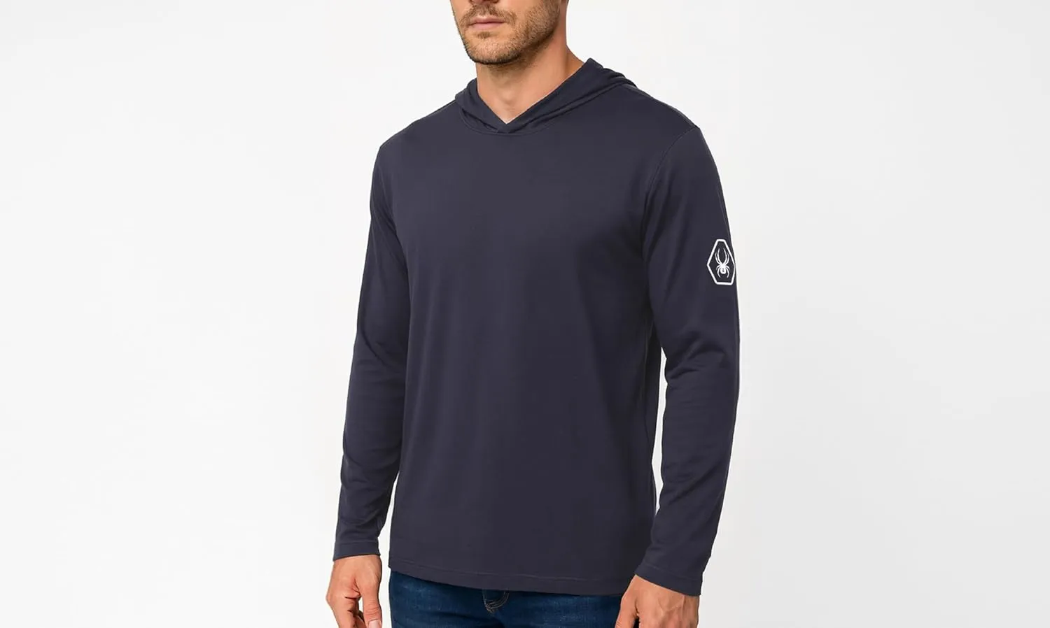 Spyder Mens Crew Neck Long Sleeve Hooded Undershirts/Ultra Soft Stretch Sports T-Shirt Dryfit Athletic Running Workout Shirt