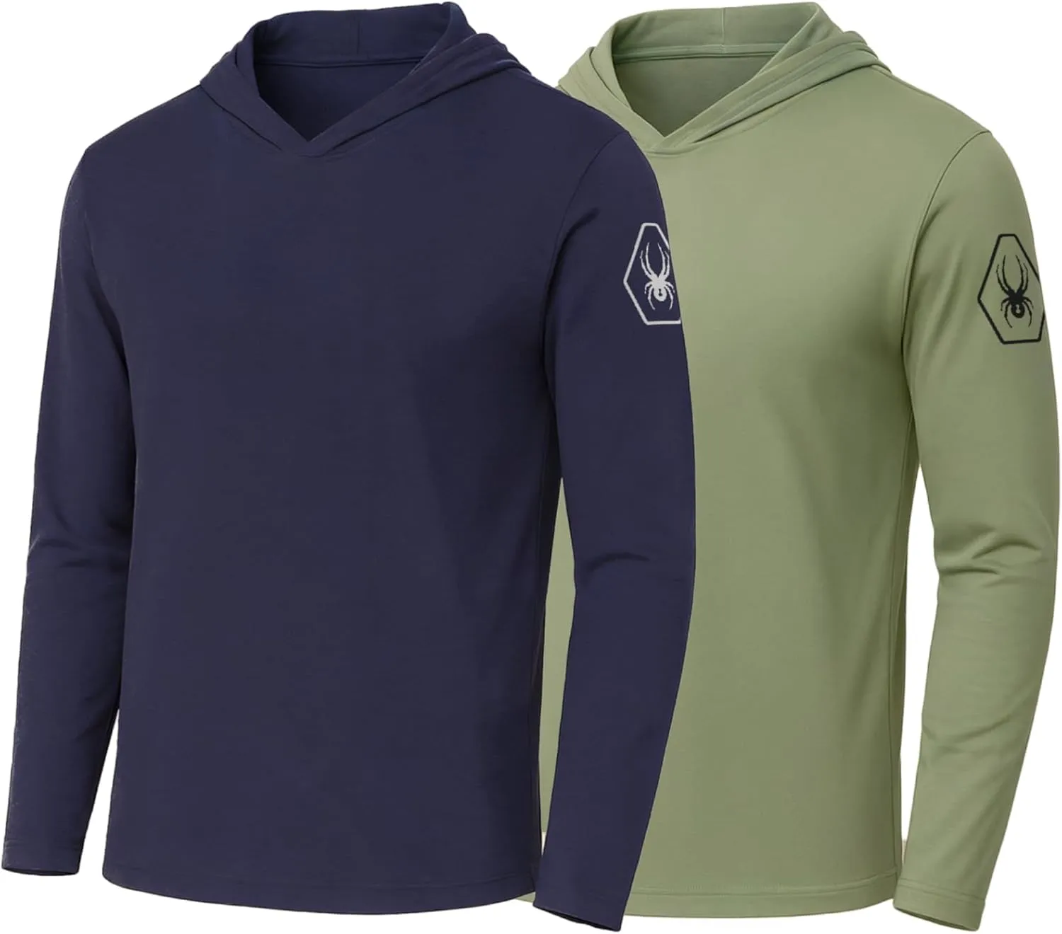 Spyder Mens Crew Neck Long Sleeve Hooded Undershirts/Ultra Soft Stretch Sports T-Shirt Dryfit Athletic Running Workout Shirt