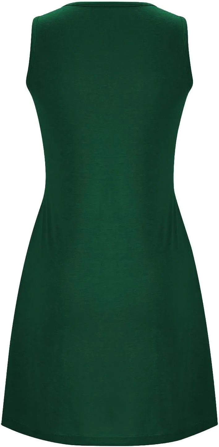 Summer Dresses for Women 2025 Loose Beach Vacation Casual Crew Neck Sleeveless Sundresses with Pockets Tank Dress
