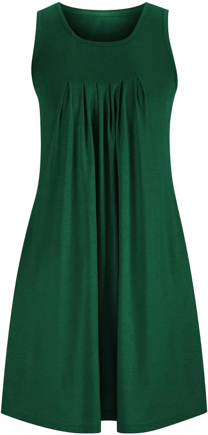 Summer Dresses for Women 2025 Loose Beach Vacation Casual Crew Neck Sleeveless Sundresses with Pockets Tank Dress