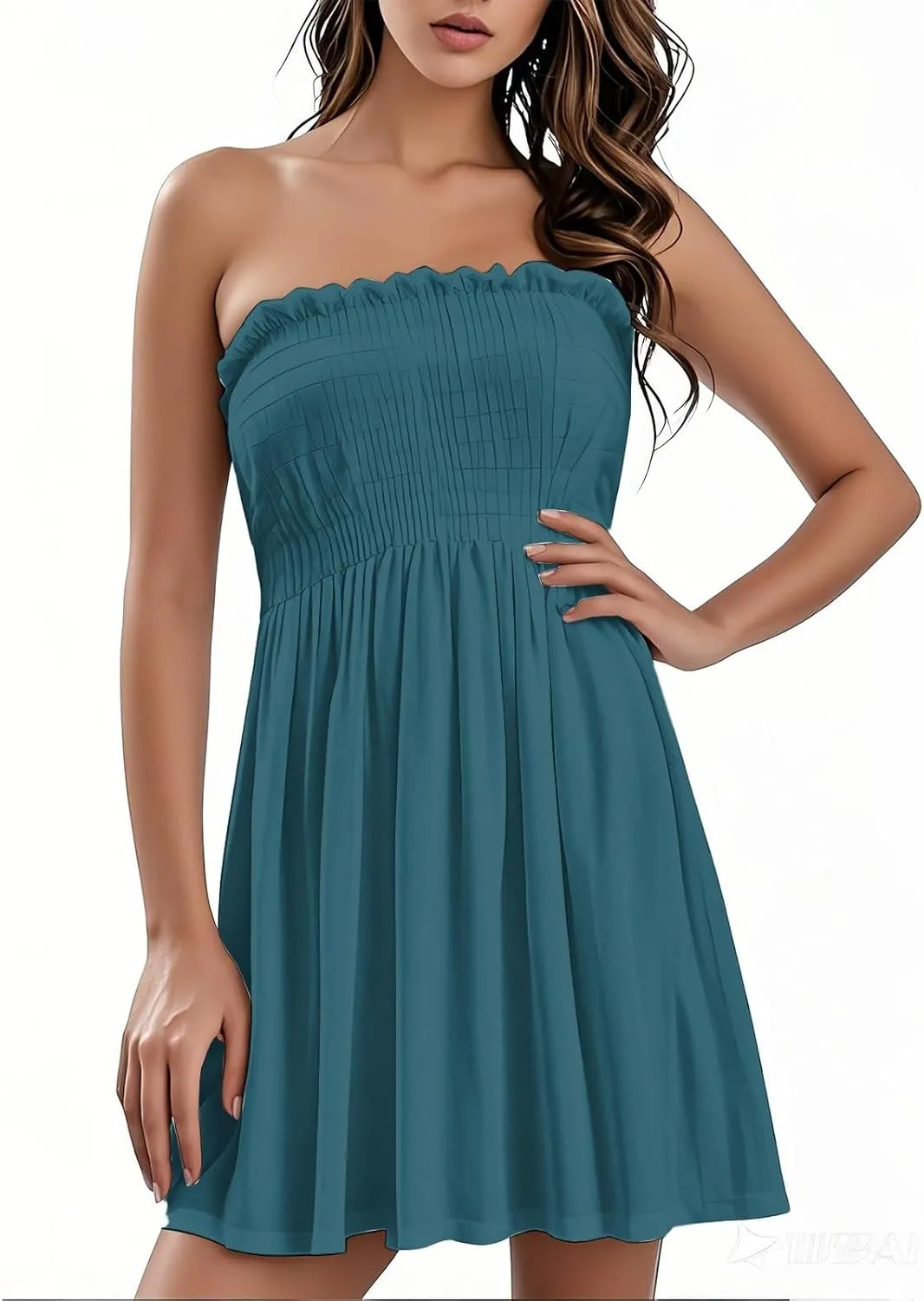 Summer Dresses for Women 2025 Plus Size Strapless Sundress Wedding Guest Dress & Vacation Cover Up Slimming Waist