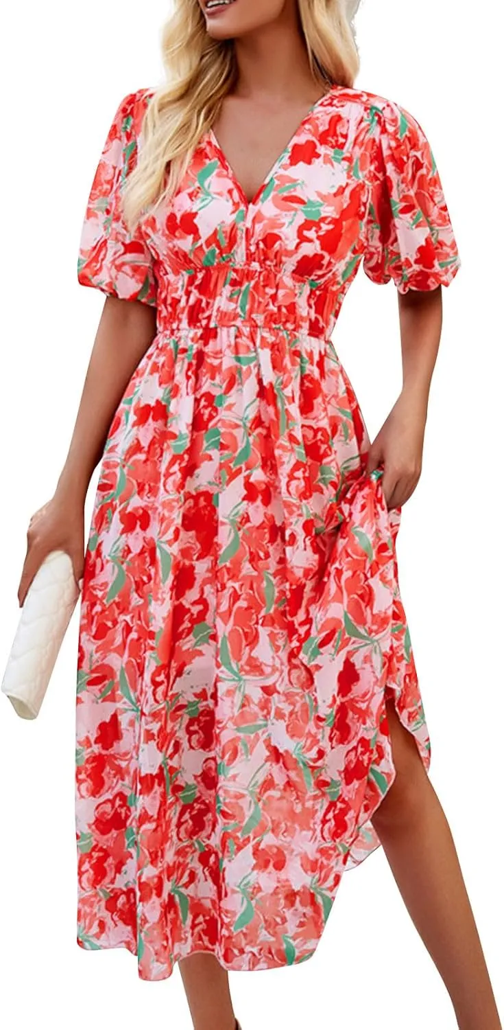 Summer Dresses for Women 2025 Womens Dresses for Wedding Guest Floral Print Spring Summer Casual