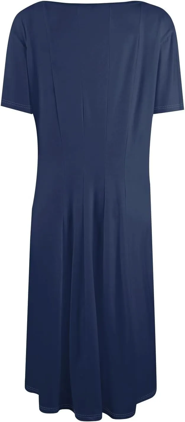 Summer Dresses for Women 2025,Trendy Elegant Floral Short Sleeve Maxi Dress,Casual Round Neck Ruffle Hem Dresses with Pockets