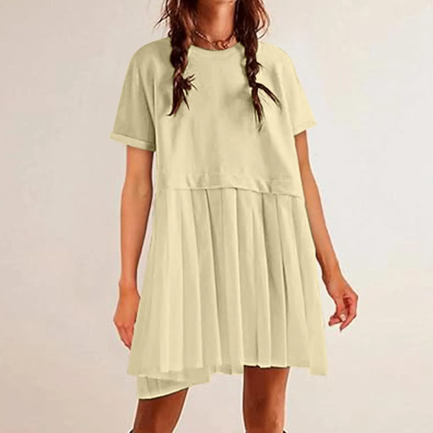 Summer Dresses for Women Oversized Sweatshirts Dress Mini Boho Tennis Dress Ruffle Babydoll Dresses 2024, Small