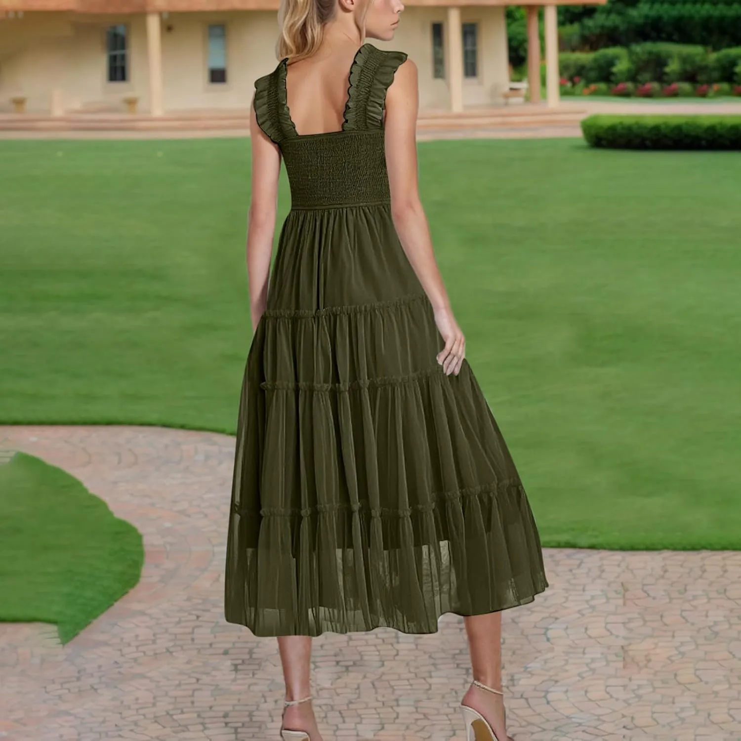 Summer Maxi Dresses for Women 2025 Wedding Guest Graduation Dress Boho Sleeveless Sundress Tulle Prom Ball Gown Dress
