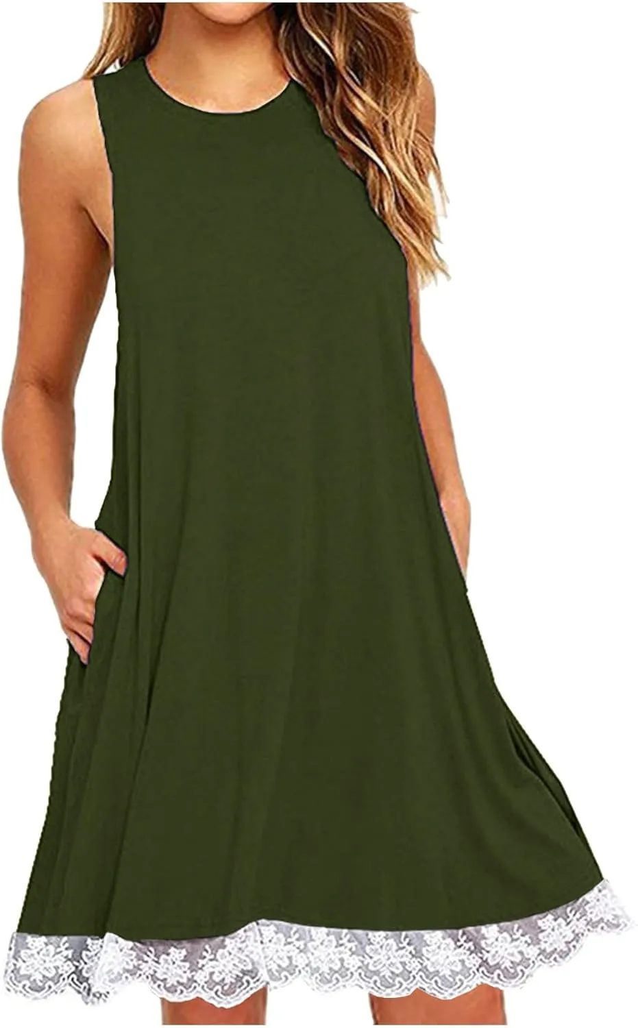 Sundresses for Women 2025 Summer Sleeveless Beach Vacation Tank Dresses Flowy Swimsuit Coverup with with Pockets