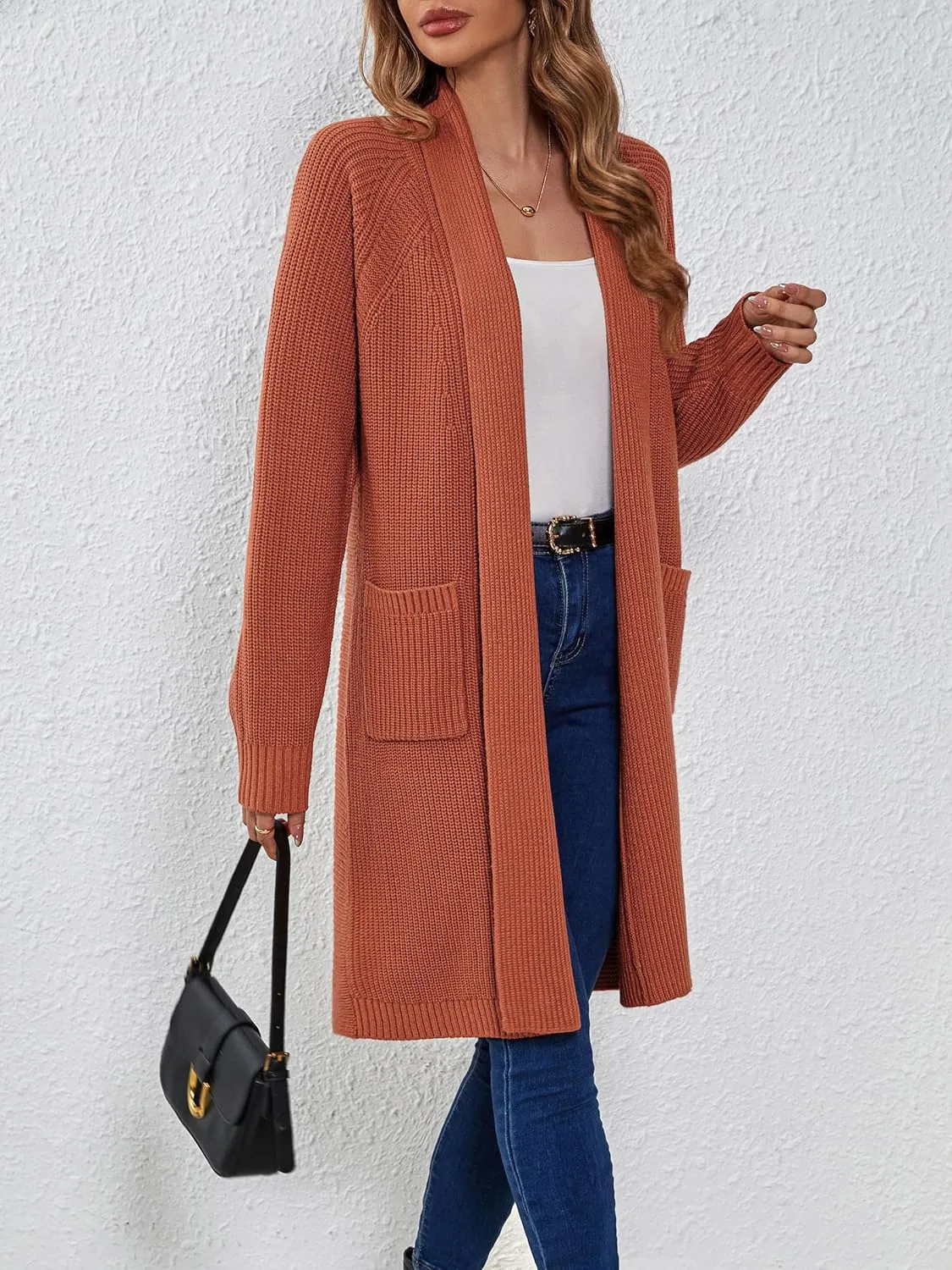 SuperPrity Cardigan Sweaters for Women Fashion 2024 Casual Open Front Knit Coat Long Sleeve Coatigan Jackets Fall Outwear