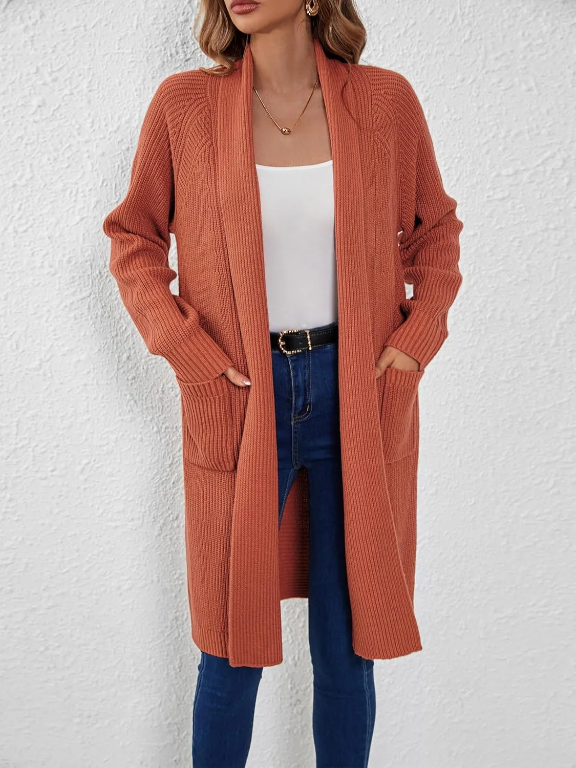 SuperPrity Cardigan Sweaters for Women Fashion 2024 Casual Open Front Knit Coat Long Sleeve Coatigan Jackets Fall Outwear