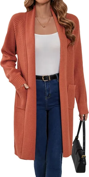 SuperPrity Cardigan Sweaters for Women Fashion 2024 Casual Open Front Knit Coat Long Sleeve Coatigan Jackets Fall Outwear